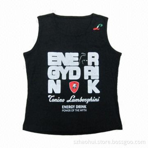 Men's Cotton Silkscreen Print Sports Top with Embroidery, Foam Printing